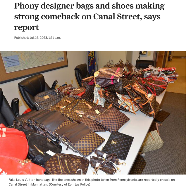 Phony designer bags and shoes making strong comeback on Canal