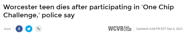Teen dies after participating in 'One Chip Challenge,' police say